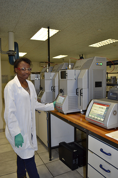 pic 3 ADU5 distillation unit operated by senior lab technician Lizzy Chabangu of WearCheck